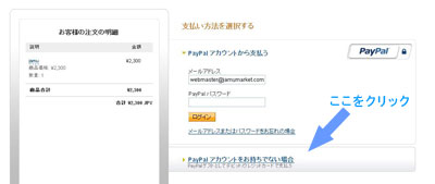 Paypalサイト画面